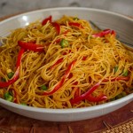 EASY Curried Singapore Rice Noodles – No Oil Low Fat Recipe!